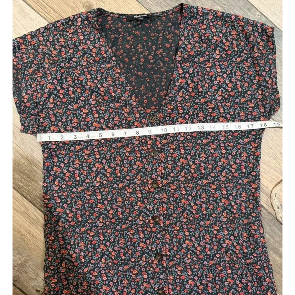 Madewell Black Floral Button Dress Size XXS